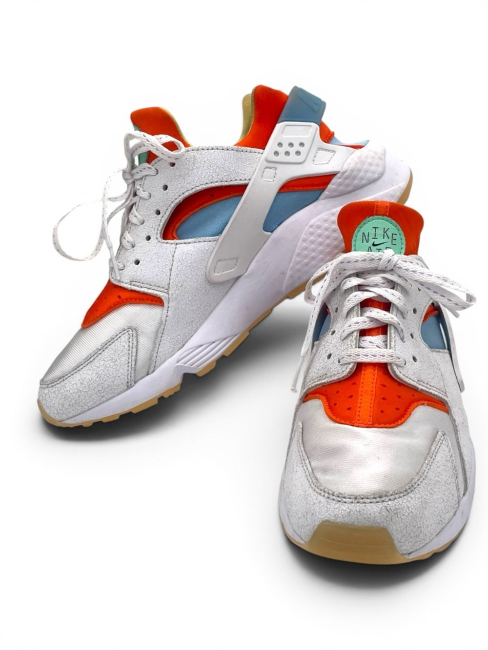 Nike Air Huarache White Orange Blue Men’s Size 9 Sneakers EU 42.5 - Picture 10 of 12